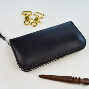 Black leather clutch, leather wallet mens