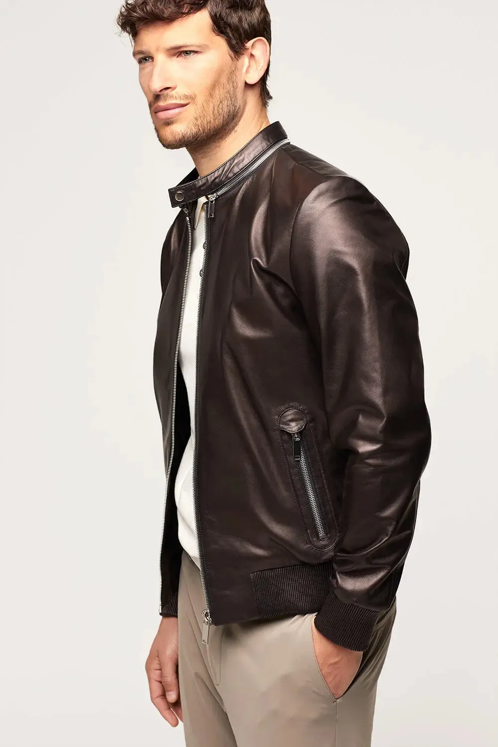 Black leather jacket for men