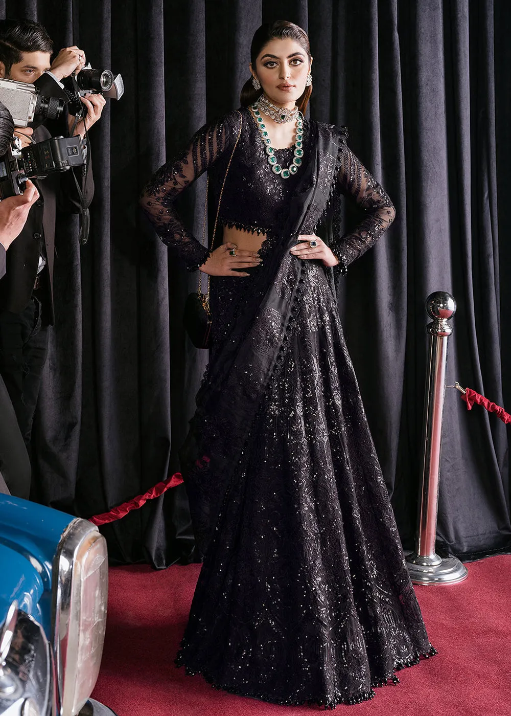 Black Lehenga Suit - Afrozeh Luxury Starlet Collection '23 - Black Swan