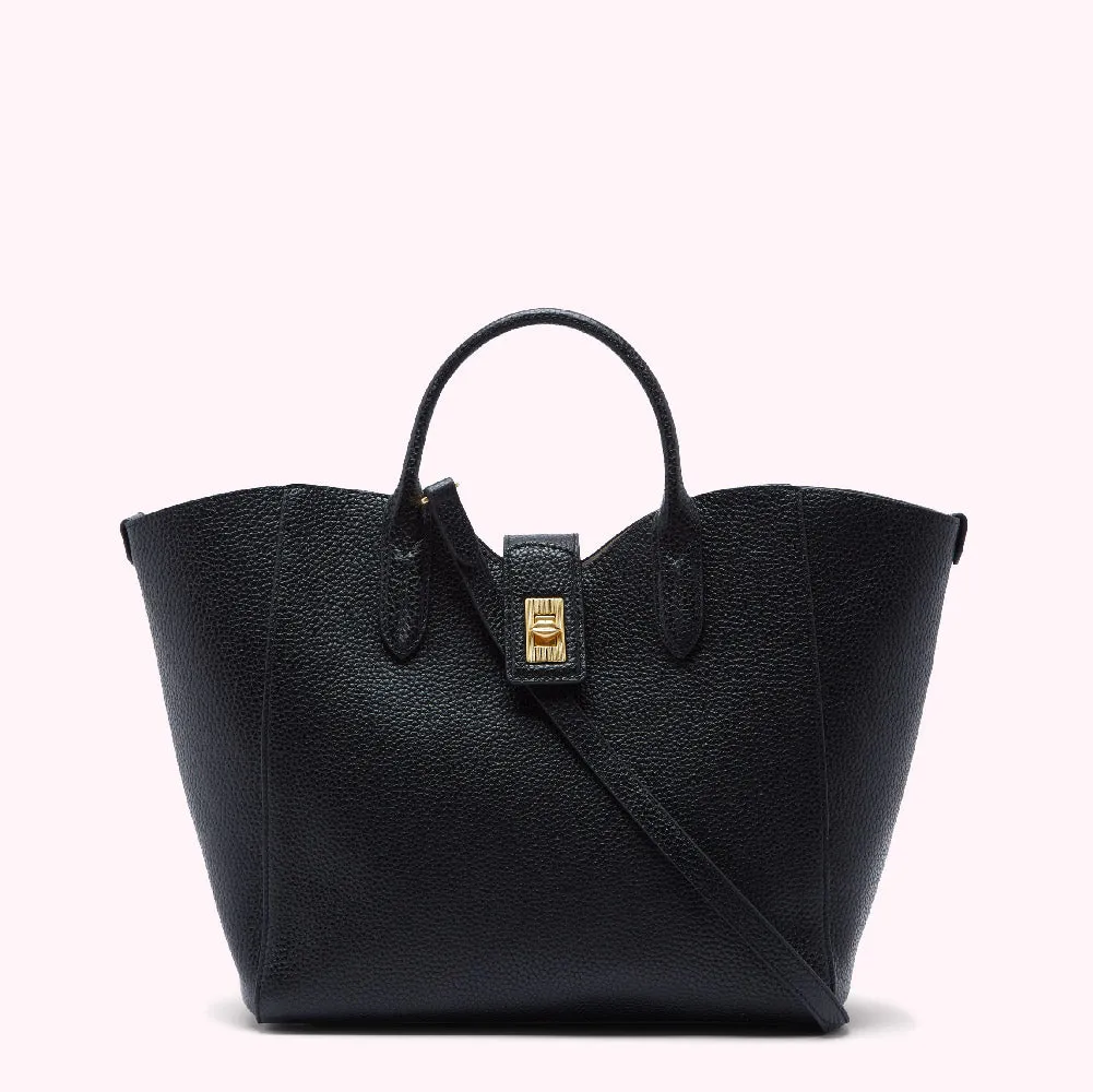 BLACK LIP TURNLOCK MORTIMER HANDBAG