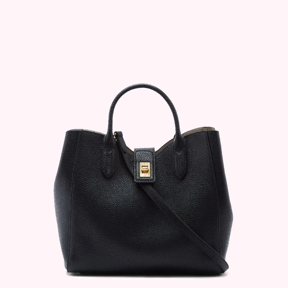 BLACK LIP TURNLOCK MORTIMER HANDBAG