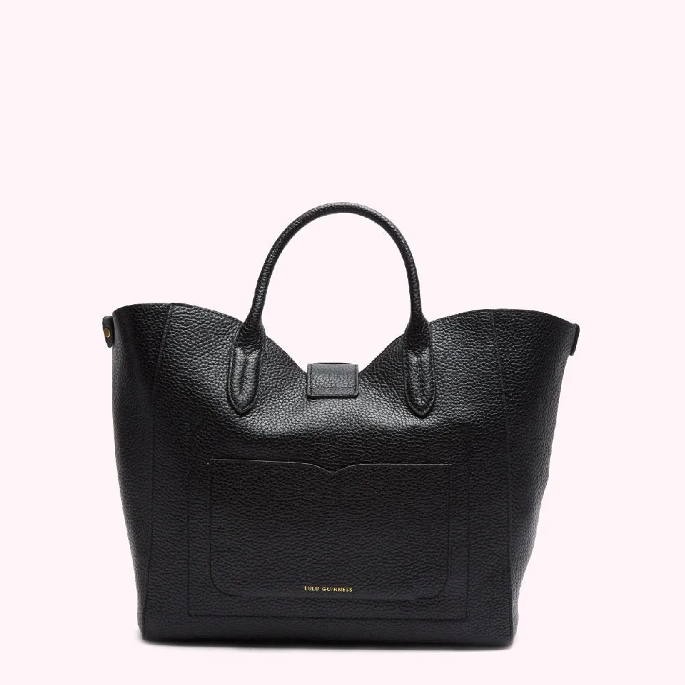 BLACK LIP TURNLOCK MORTIMER HANDBAG