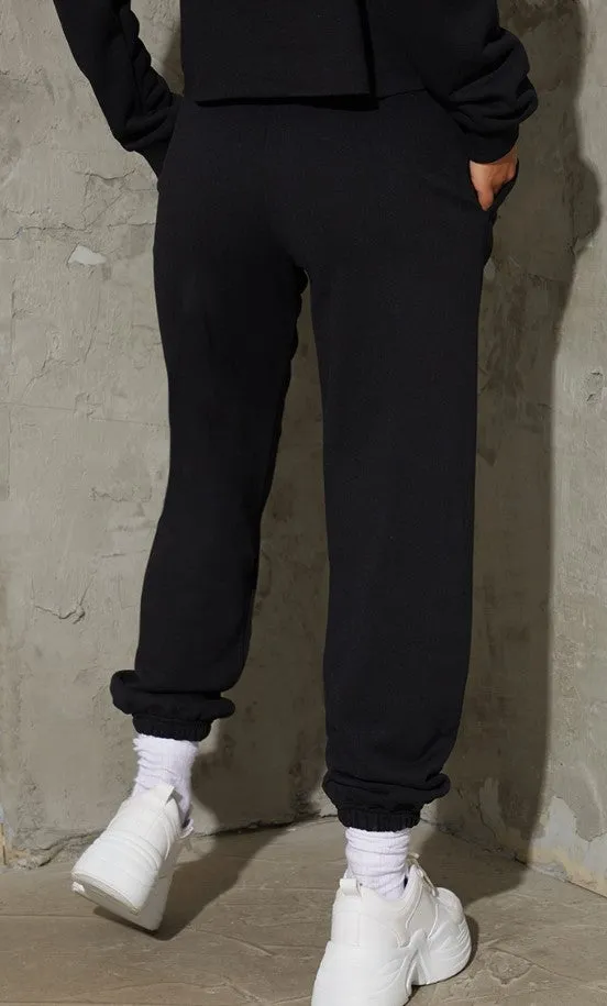 Black Logo Embroidered Sweatpants