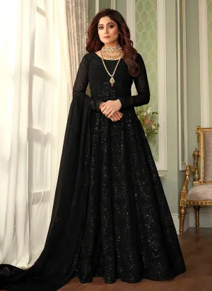 Black Lucknowi Embroidered Anarkali Suit