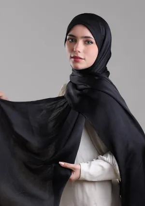 Black Matte Satin - Intant Hijab with Inner