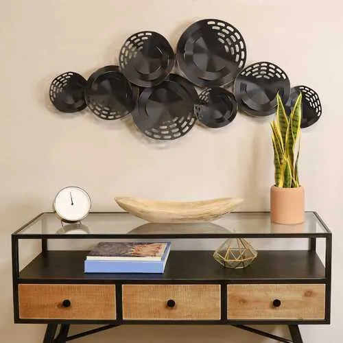 Black Matte w/ Gold Edge Metal Centerpiece Wall Decor