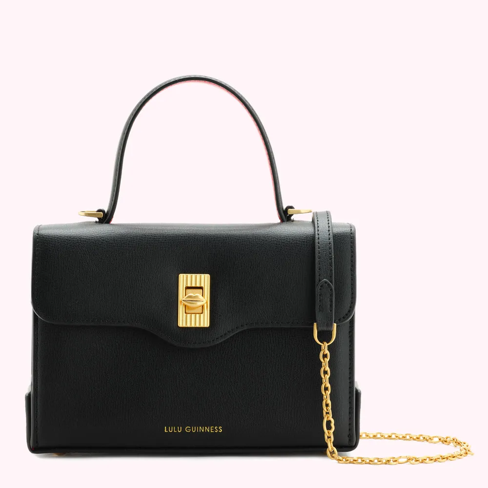 BLACK MEDIUM LIP TURNLOCK QUEENIE HANDBAG