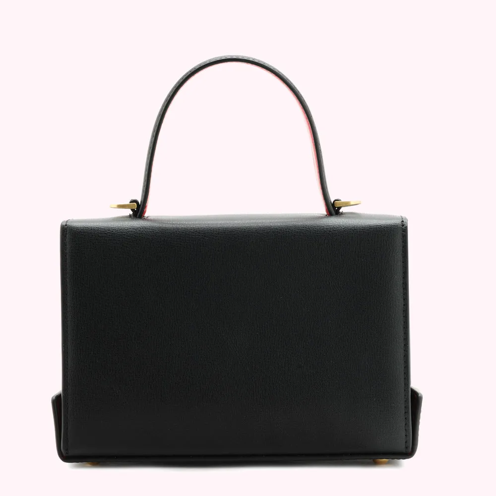 BLACK MEDIUM LIP TURNLOCK QUEENIE HANDBAG