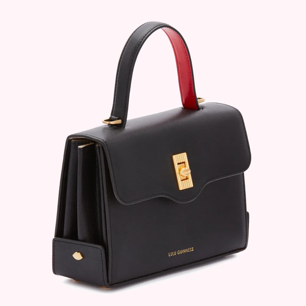 BLACK MEDIUM LIP TURNLOCK QUEENIE HANDBAG