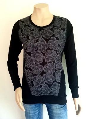 Black Merino Rose Jumper