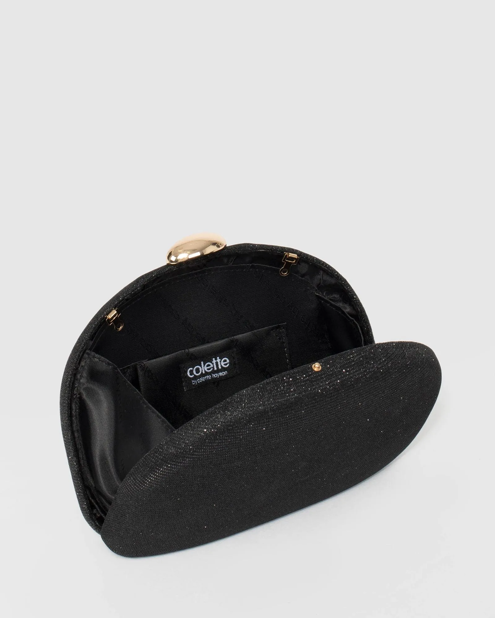 Black Mia Glitter Clutch Bag