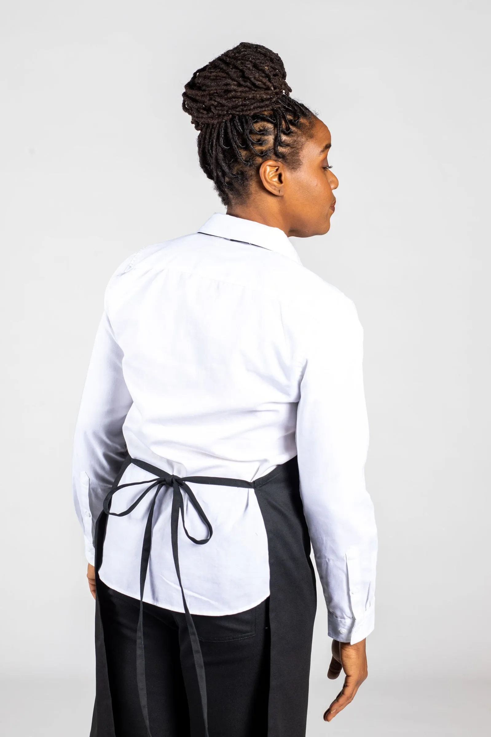 Black Mid-Length Bib Apron (No Pockets)