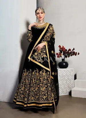 Black Mirror Embroidered Traditional Anarkali Suit