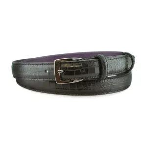 Black mock crocodile slim classic belt