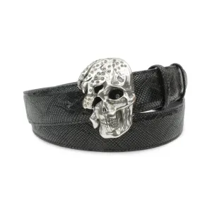 Black Mock Python Crystal Skull Belt