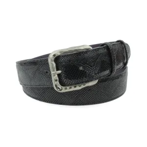 Black Mock Python Hammered Crystal Belt