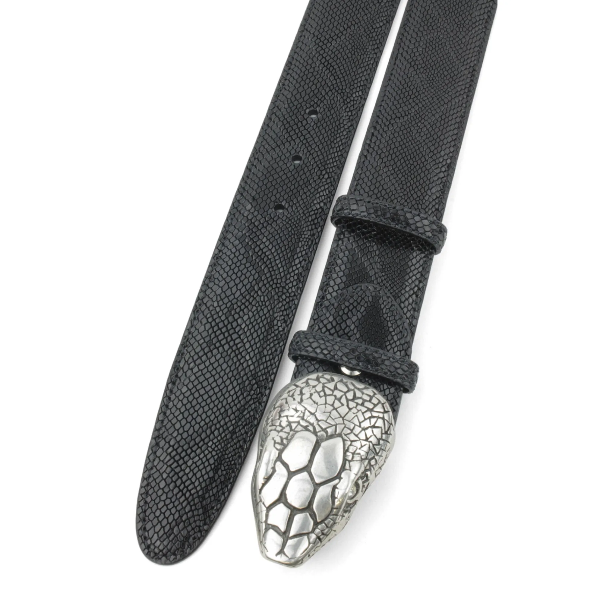 Black Mock Python Snakehead Belt