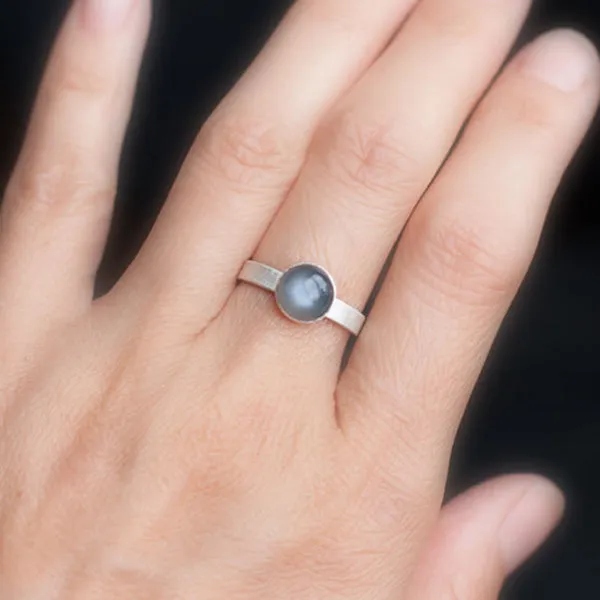 Black Moonstone Sterling Silver Ring