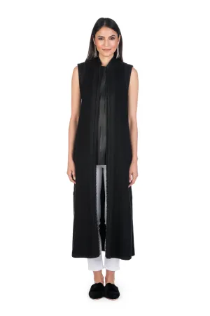 Black Moroccan Cashmere Long Tunic Vest