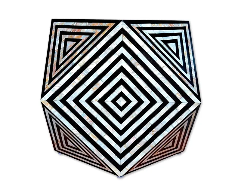 Black Mother Of Pearl Inlay Octagonal Side Table