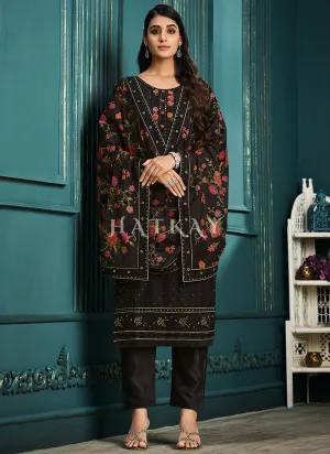 Black Multi Embroidered Pakistani Pant Style Suit