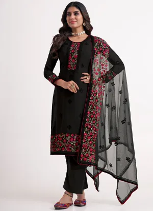 Black Multi Embroidery Festive Salwar Kameez