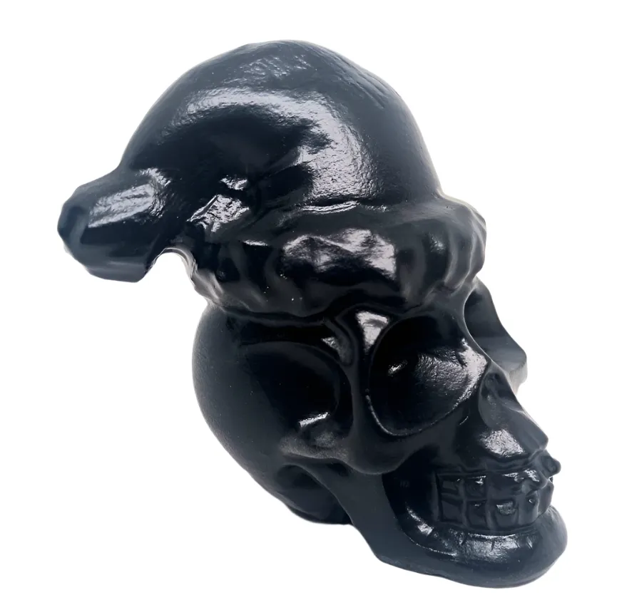 Black Obsidian Crystal Skull with Santa Hat