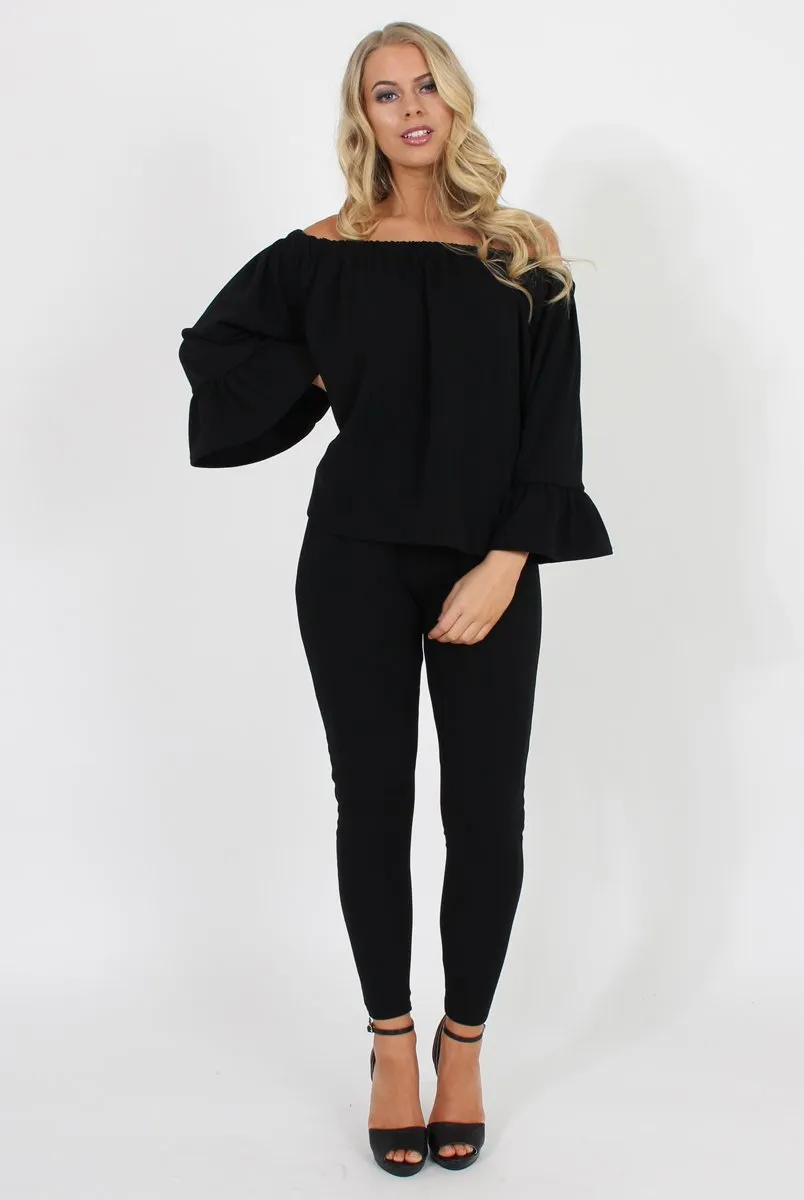 Black Off The Shoulder Co-ord - Lydia