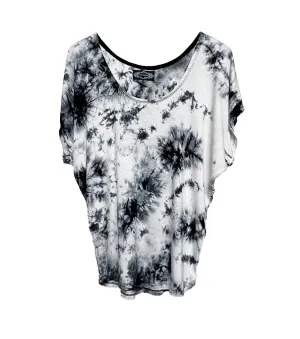 Black Off White Tie Dye Dolman Top