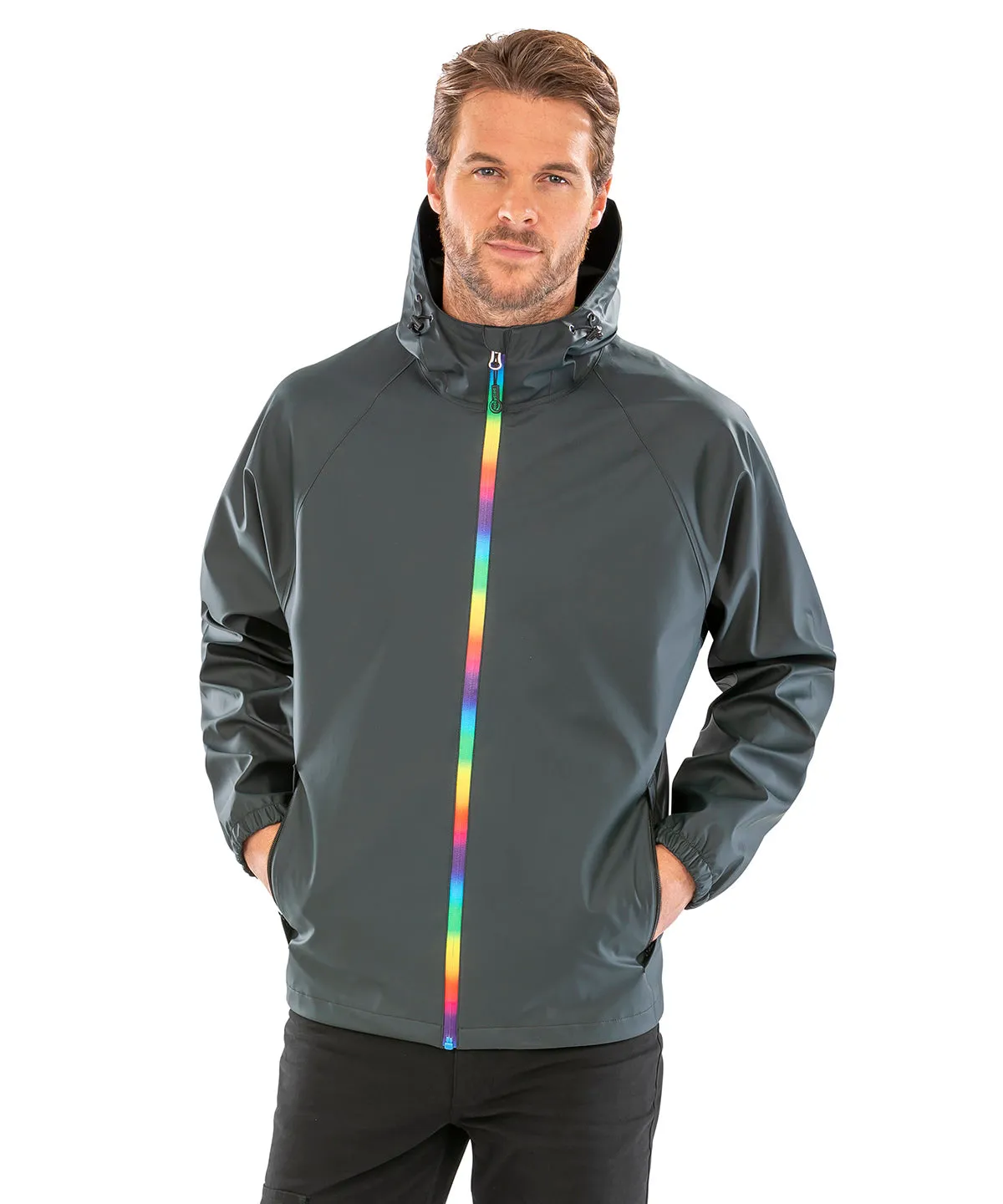 Black Olive - Prism PU waterproof jacket with recycled backing