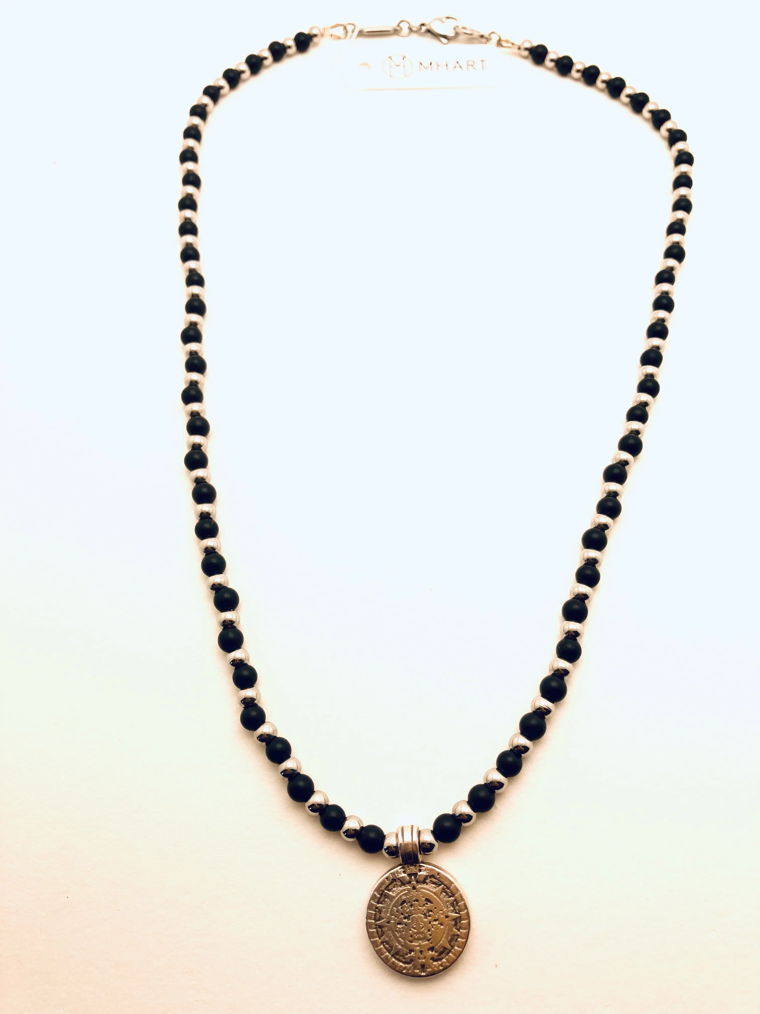 Black Onyx Coin Necklace