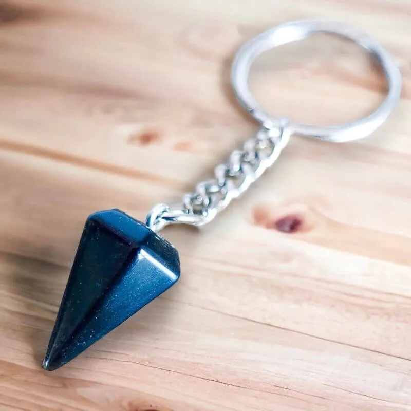 Black Onyx Natural Gemstone Keychain