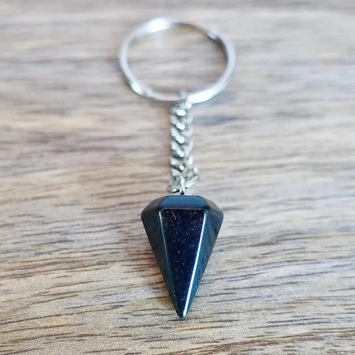 Black Onyx Natural Gemstone Keychain