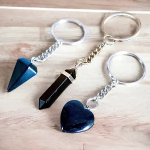 Black Onyx Natural Gemstone Keychain