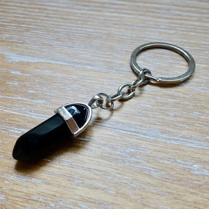 Black Onyx Natural Gemstone Keychain