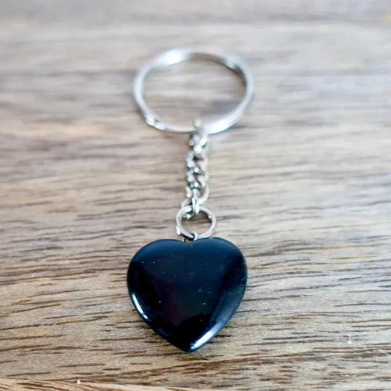 Black Onyx Natural Gemstone Keychain