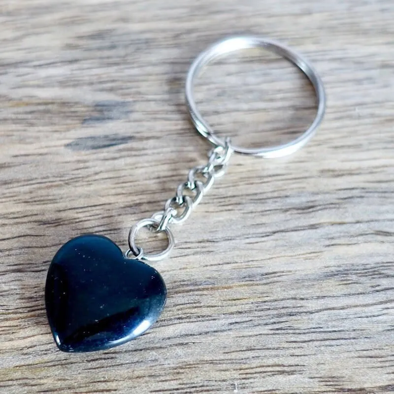 Black Onyx Natural Gemstone Keychain