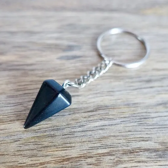 Black Onyx Natural Gemstone Keychain