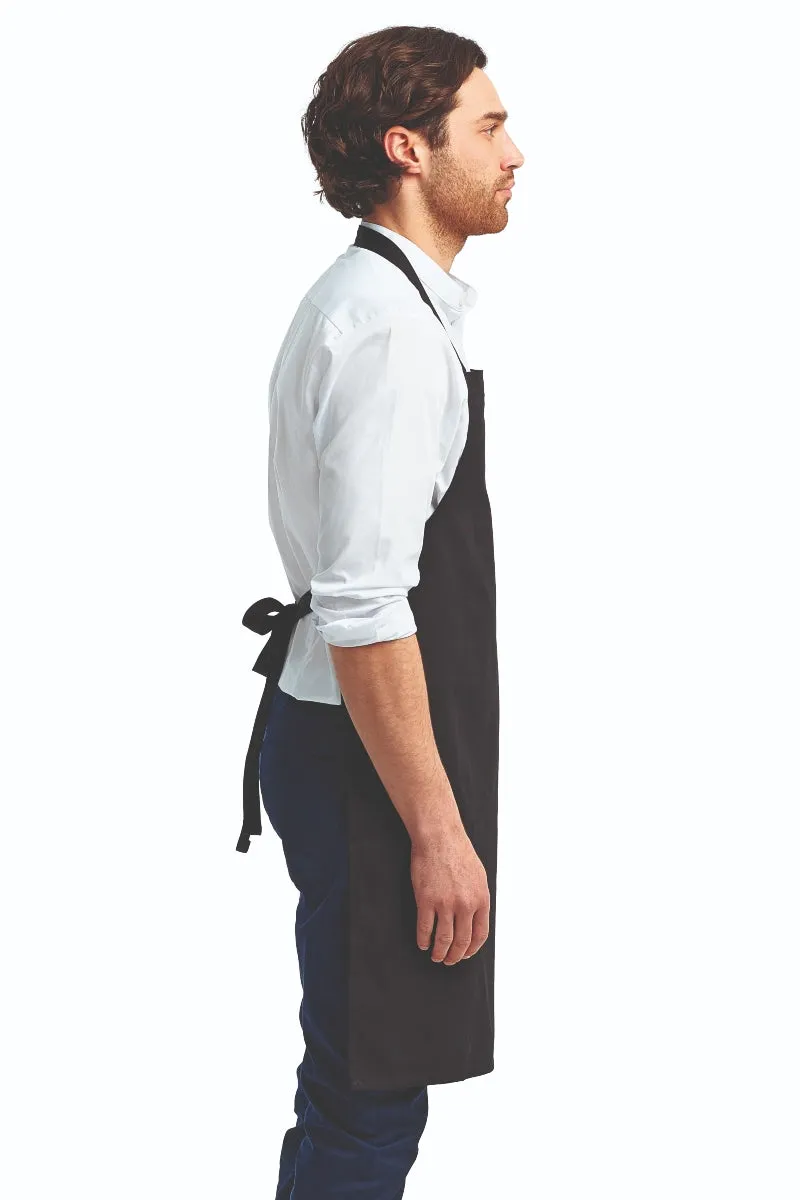 Black Organic Cotton Bib Apron (No Pockets)