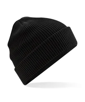 Black - Organic cotton waffle beanie