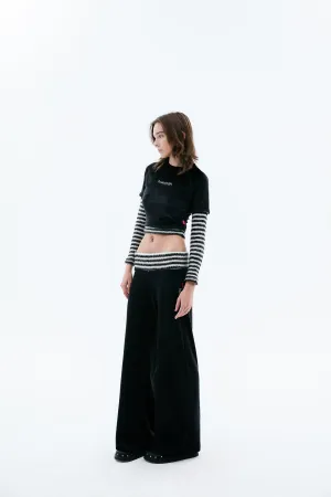 Black Oversize Velvet Trousers