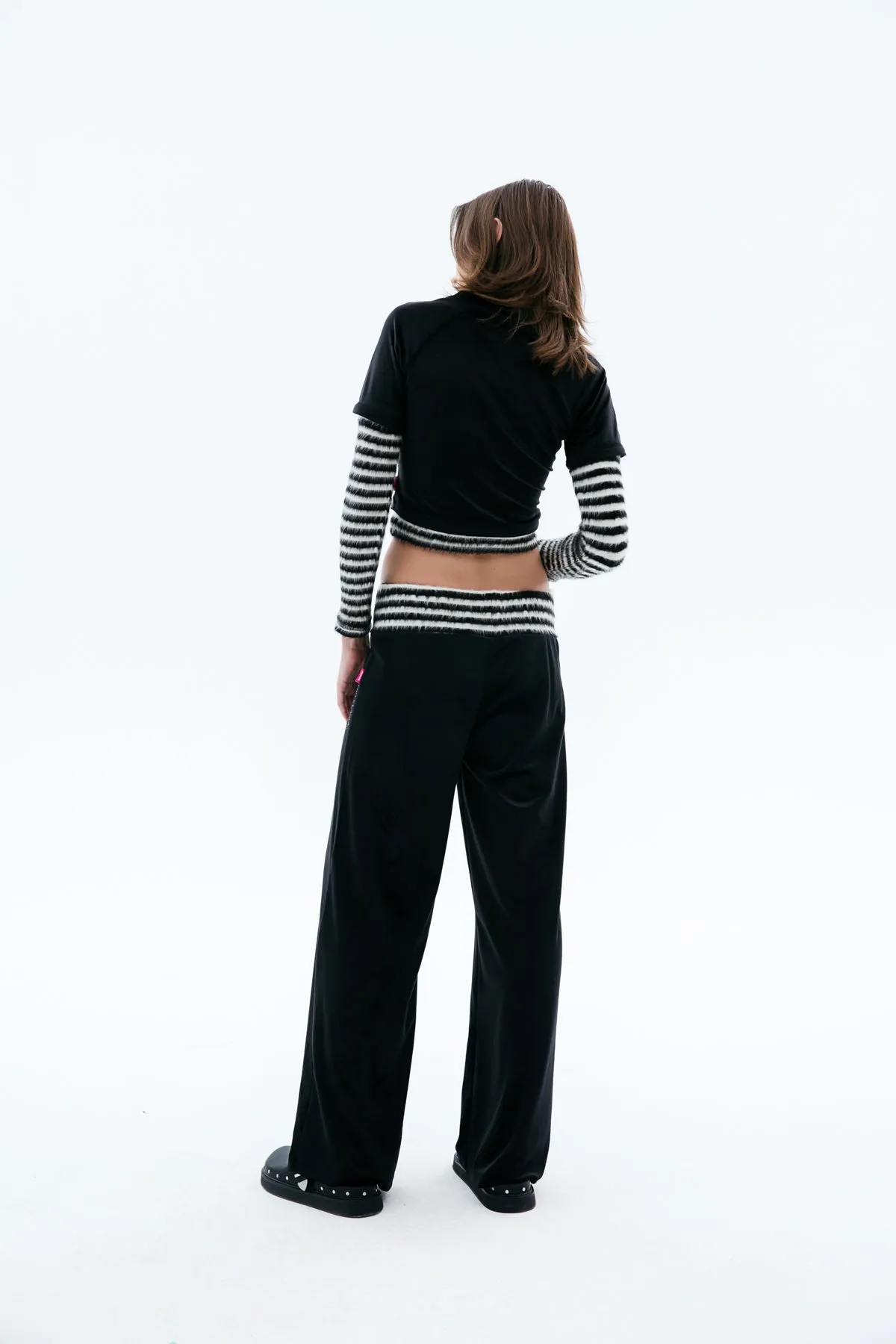 Black Oversize Velvet Trousers