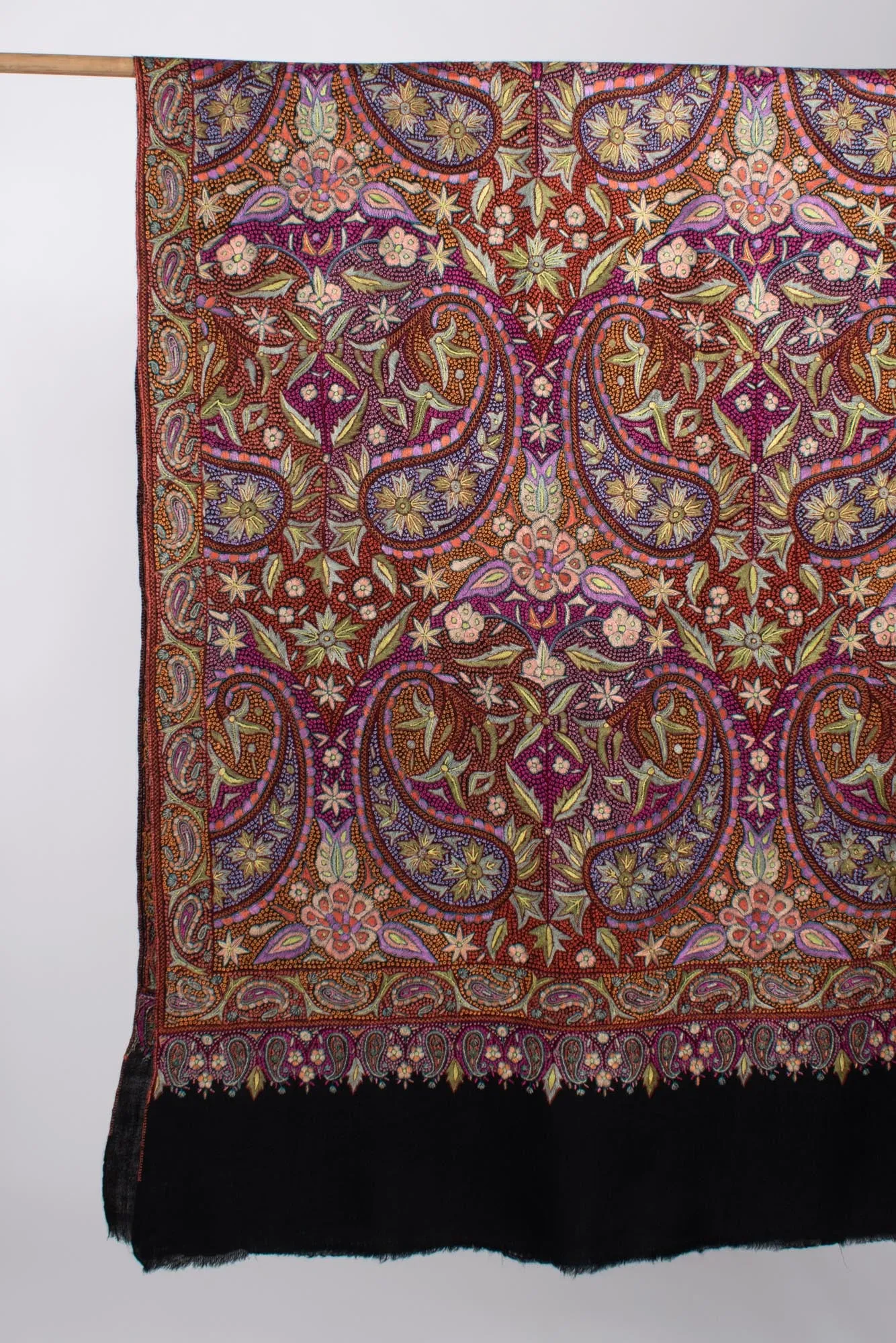 Black Papermachie Paisley Jamavar Shawl