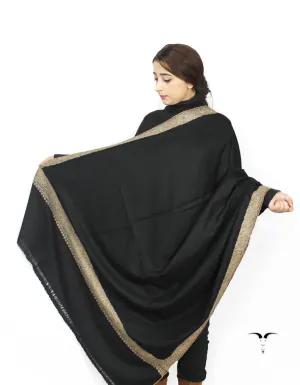 Black Pashmina Shawl With Sozni Work 5729