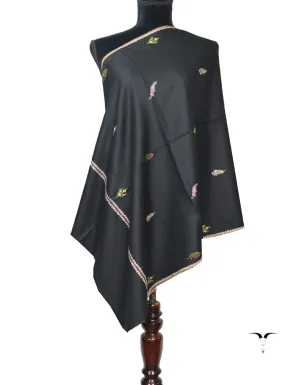 Black Pashmina Stole In Sozni 5911