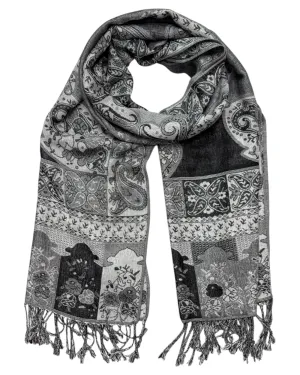 Black Patchwork Reversible Rave Pashmina