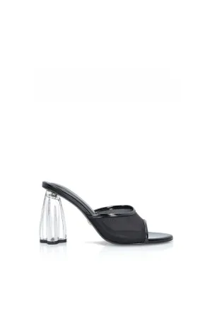 BLACK PATENT FIORELLINI GLASS MULES