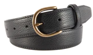 Black Pebbled Leather Belt, Soho Buckle (Antique Brass)