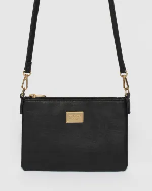 Black Peta Pu Strap Crossbody Bag