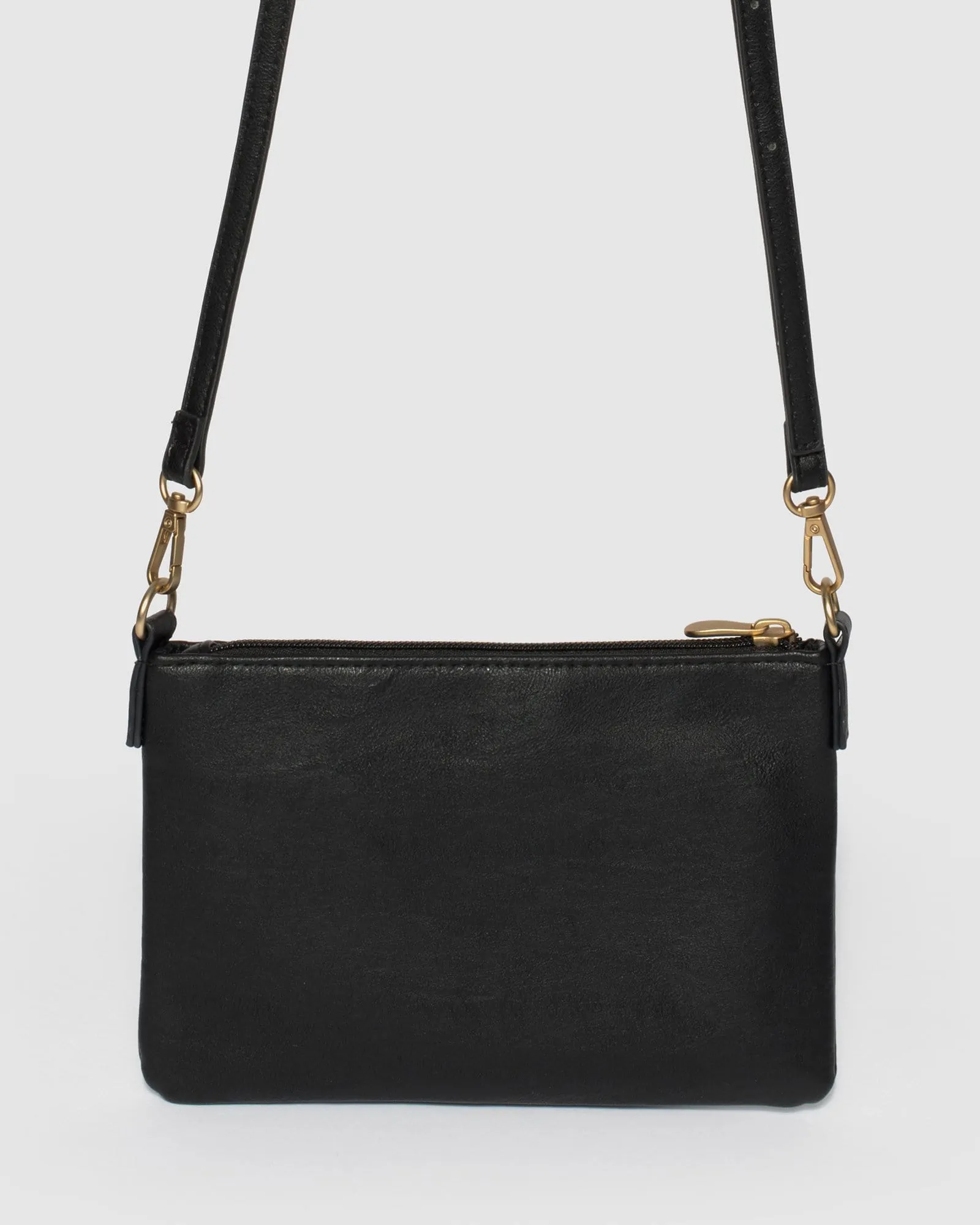 Black Peta Pu Strap Crossbody Bag